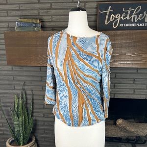 Cactus Flower vintage distressed torn destroyed top size Medium